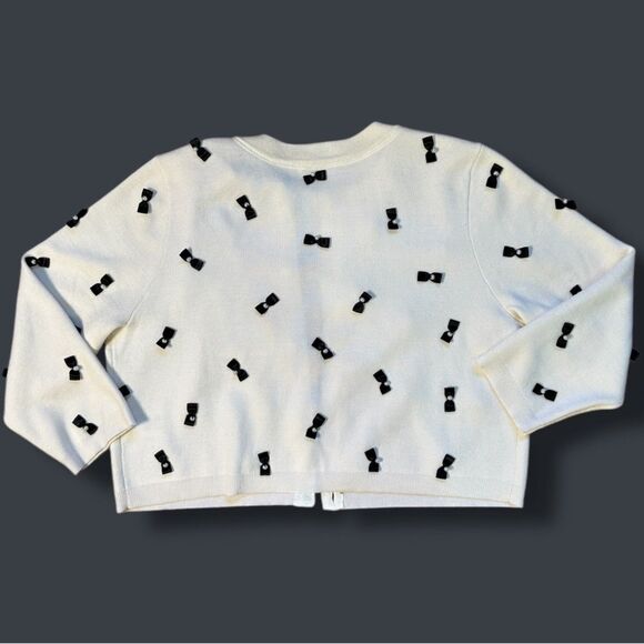 Alice + Olivia Wool Blend Daroda Pearl Bow Cardigan Sz XL - Picture 7 of 12